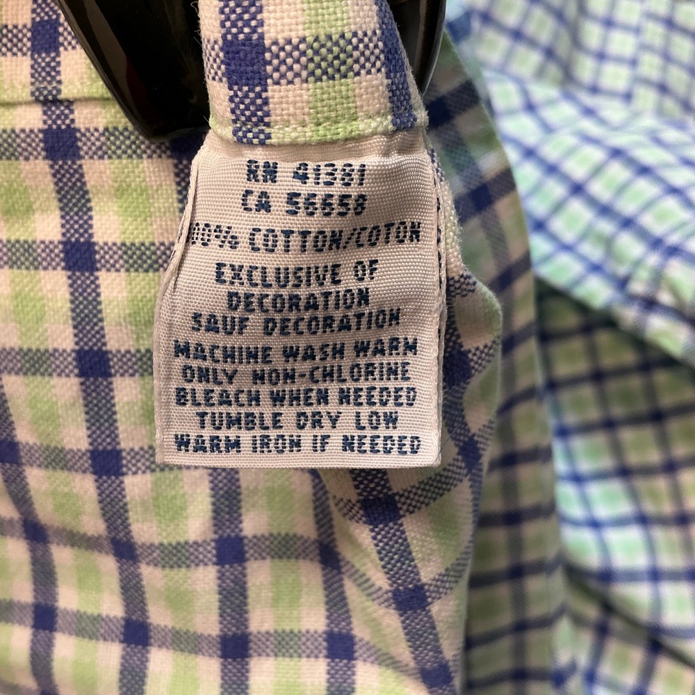 Ralph Lauren Men's Long Sleeve Button Down Shirt XXL Green Blue Plaid Flesh Pony - Picture 7 of 7